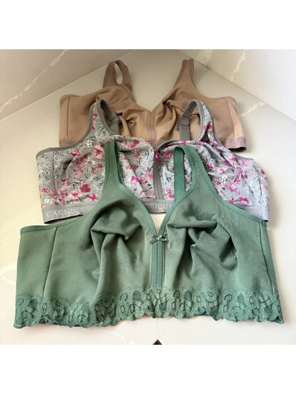 Cacique Lot Of 3 Bras Unlined No Wire 46/48DDD Poly Cotton Blend - Picture 1 of 7